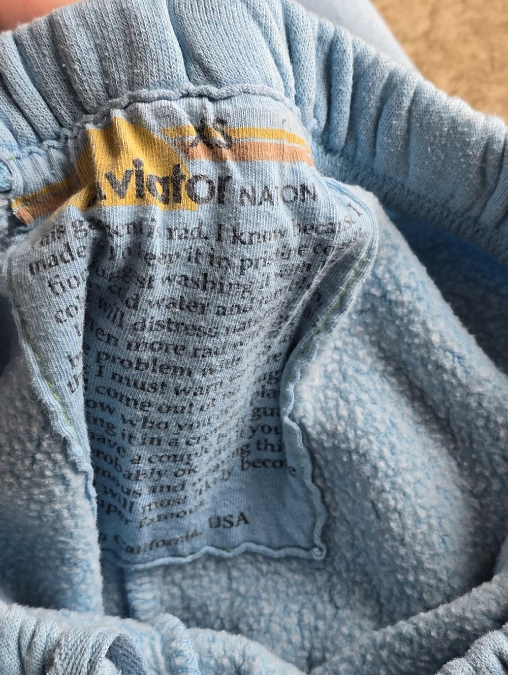 Aviator Nation Sky Blue Hoodie And Sweatpants Smiley Sleeve Graphics - Picture 5 of 10